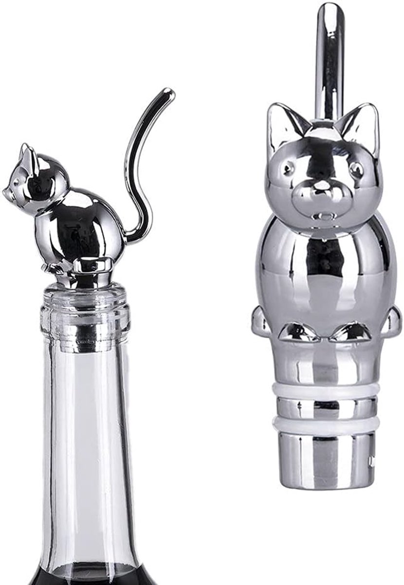SnelShoppen - Wijnfles Stopper Kat Vorm Decoratieve Wijnfles Sealer Bewaarder Barware Tool - Leuke Cadeau voor Feest, Thuis, Bruiloft, Verjaardag, Ker