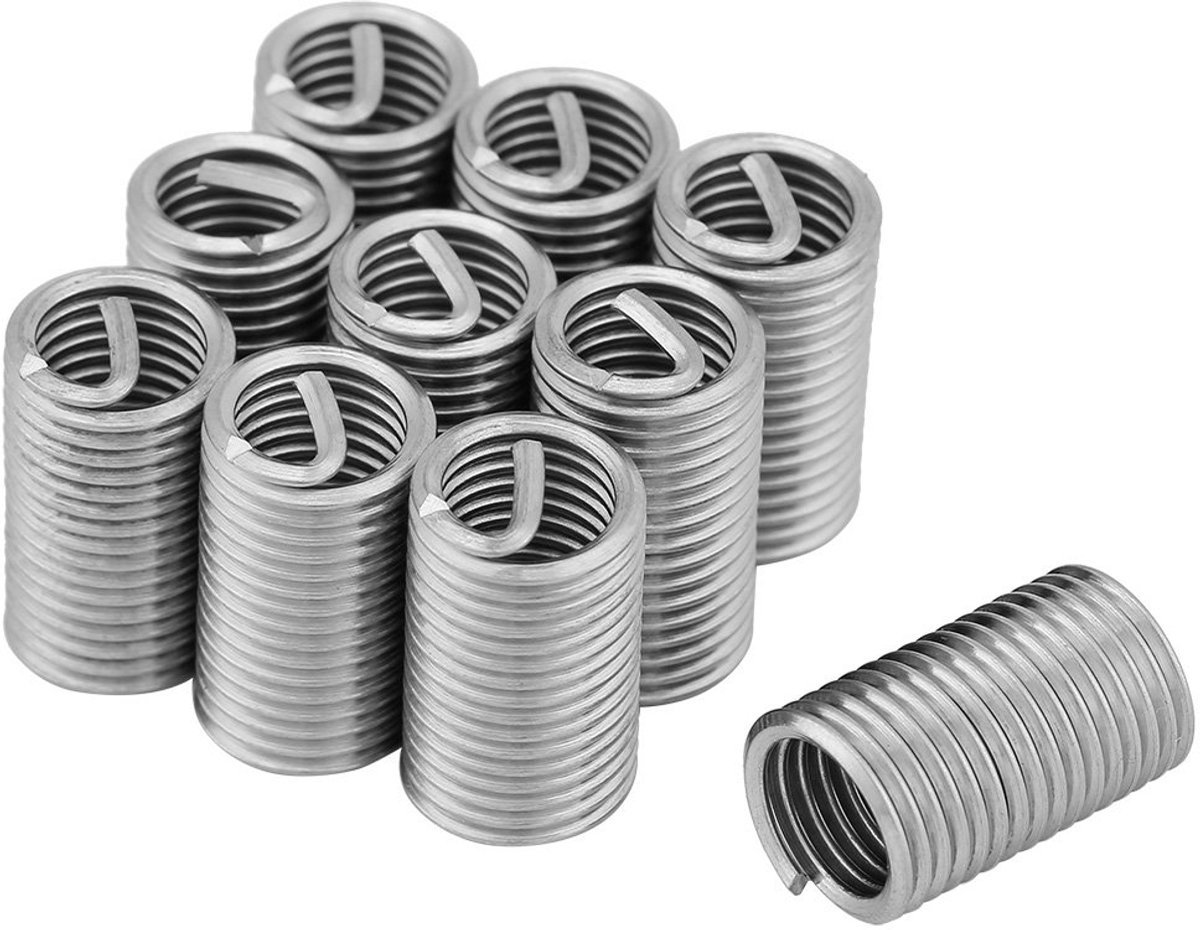 SnelShoppen - 10 Stuks 304 RVS Draadinserts Vervangingsset, M8x1.25x3D Draad Reparatieset met Opbergdoos, Draad Inserts voor Verbeterde Draagkracht