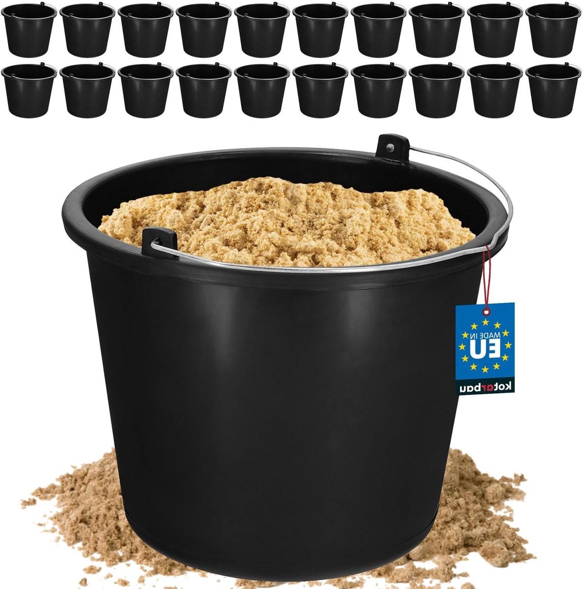 Bouwemmer Kunststof - Tuinemmer Cementemmer - Bouw en Tuin - Robuust Elastisch Kunststof - 5 Liter - Zwart
