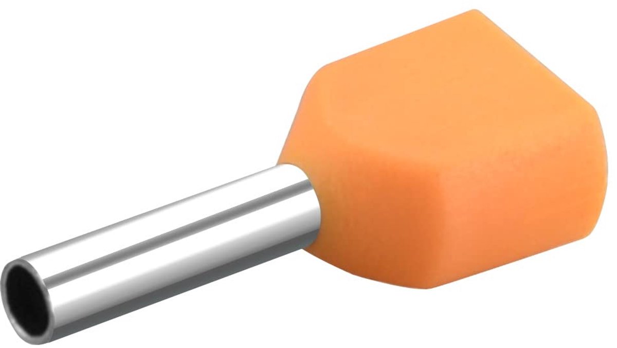 SnelShoppen - Twin Crimp Stekkers AWG 20 x 2/0.75 mm² x 2, Dubbele Krooncontacten, 8 mm, Oranje, Verpakking van 1000, Voor Elektrische Verbindingen