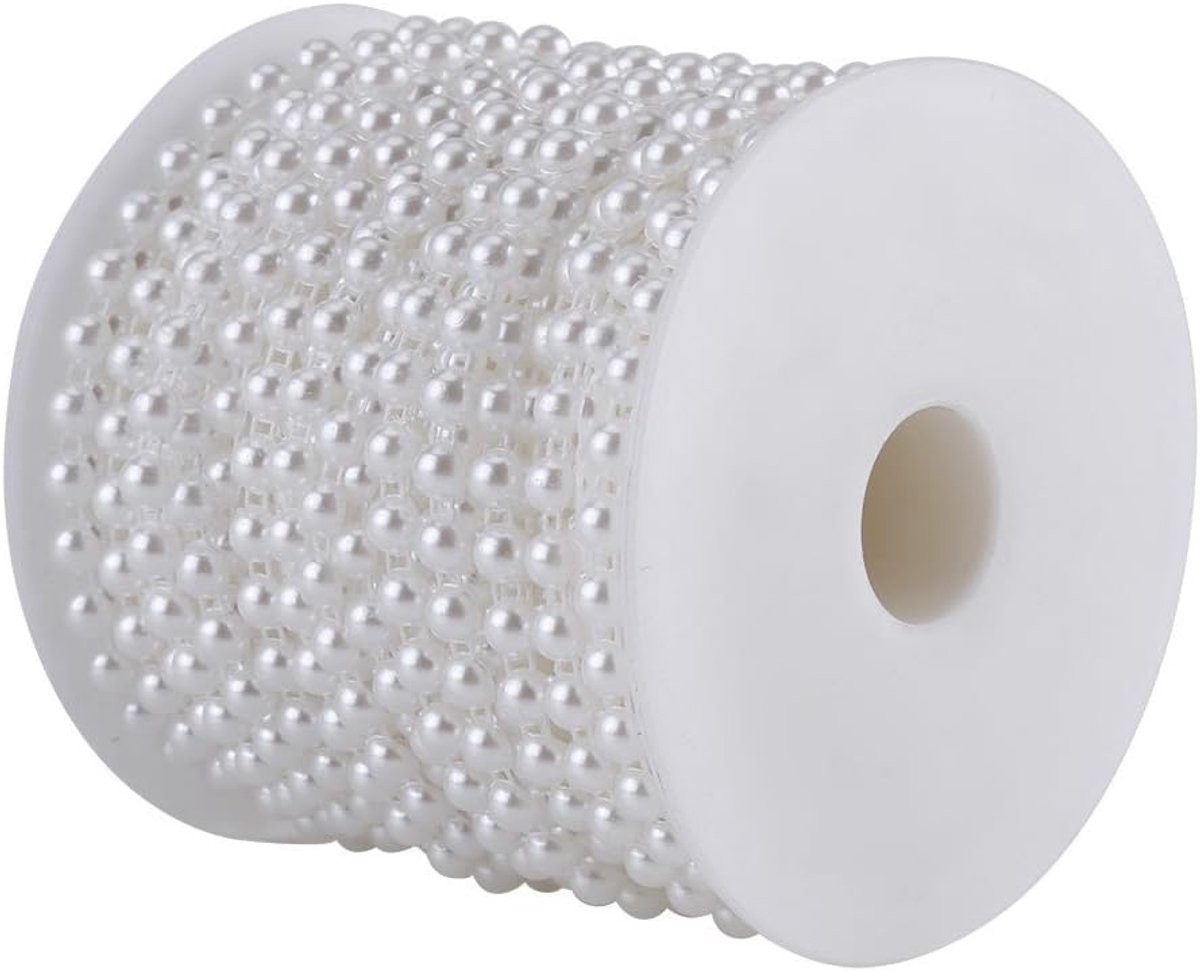 Kralen Ketting - Parel Slinger - Decoratie Maken - Niet Vallende Kralen - 25 Meter - Puur Wit