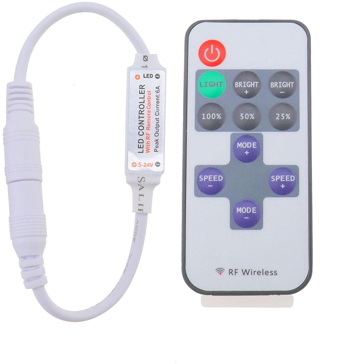 SnelShoppen - RF Draadloze Afstandsbediening Mini Dimmer Voor Enkelkleurige LED Stripverlichting 12V 12A - Ultra Dun Ontwerp met 8 Dynamische Modi en