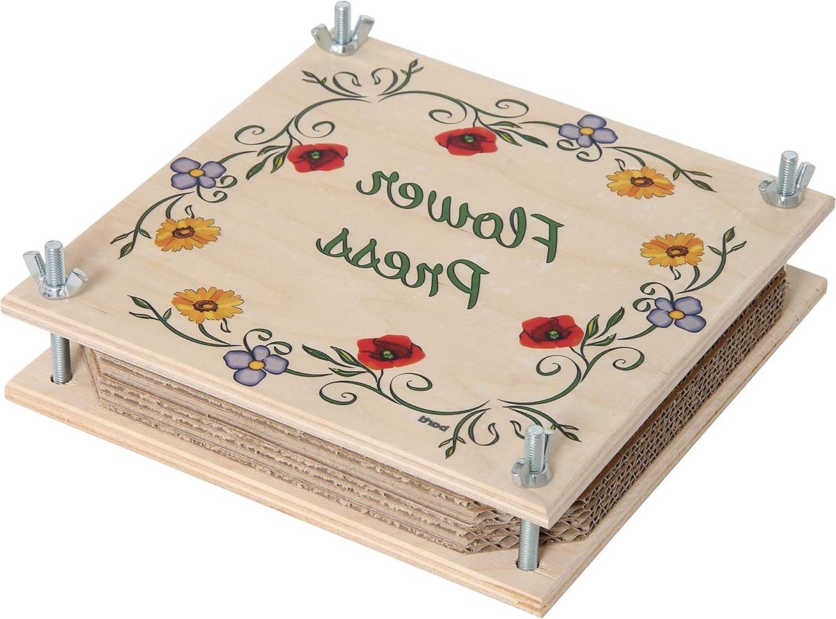 Bloemenpers Hout - Plantendroger Knutselset - Planten Drogen - Inclusief Tussenlagen - 19 x 19 cm - Niet Gespecificeerd