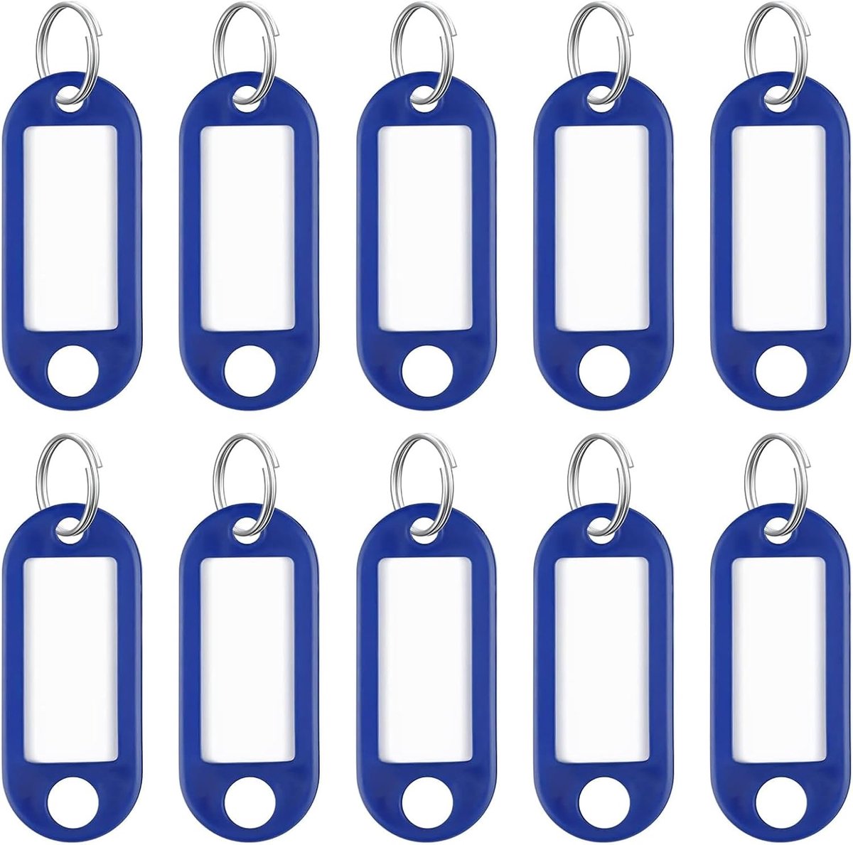 SnelShoppen - 10 Stuks Sleutelhangers 2 Inch Zachte Plastic Sleutel Tags met Lege Papieren Labels en Transparante Vensters, Flexibele Item Identificat