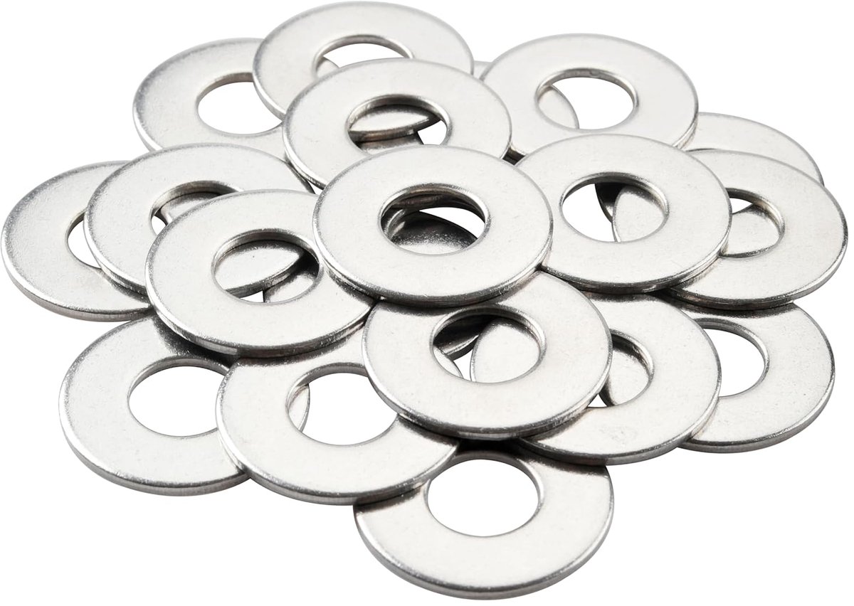 SnelShoppen - M10 Ringetjes (20 stuks) M10x25x1.5mm Grote Platte Ringen RVS A2-304 Roestvrij Stalen Washers voor Schroeven & Moeren & Draaduiteinden