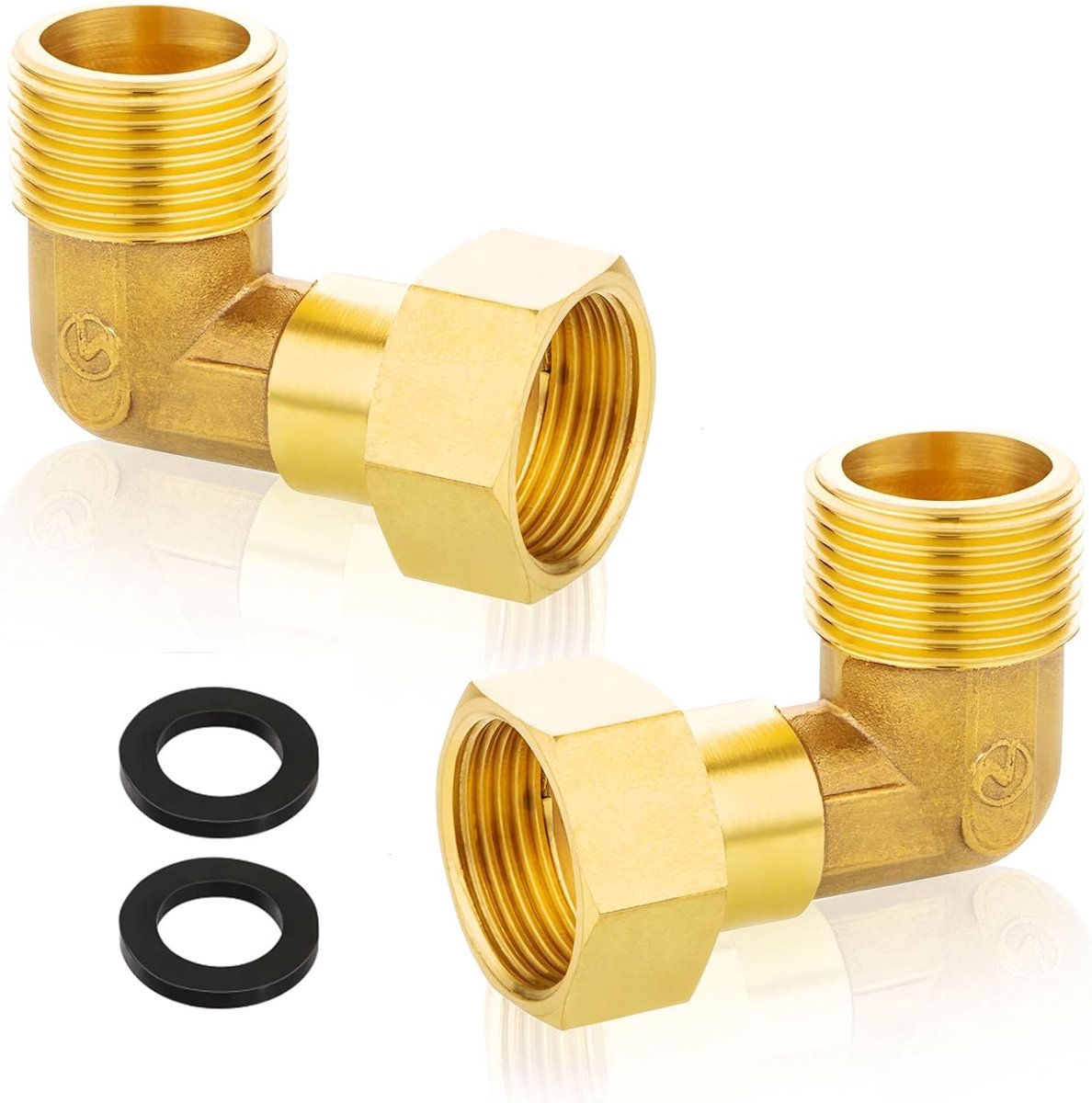 SnelShoppen - Verstelbare Messing Schroefverbinding 2 Stuks 90 Graden Hoek Schroefverbinding Messing 90° 3/4 Inch IG/AG voor Waterinstallaties en Cent
