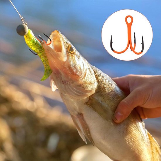 Dailygoods- Vishaak 10 Stuks - Scherpe Prikkeldraad - Ronde Bocht - Koolstofstaal - Corrosiebestendig - Voor Zoetwater/Zoutwater - Treble Hooks van Dailygoods — afbeelding 2