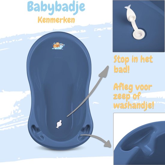 Babybad set - Badje met standaard - Baby badderen - TÜV Rheinland gecertificeerd - 86 cm - Donkerblauw — afbeelding 3