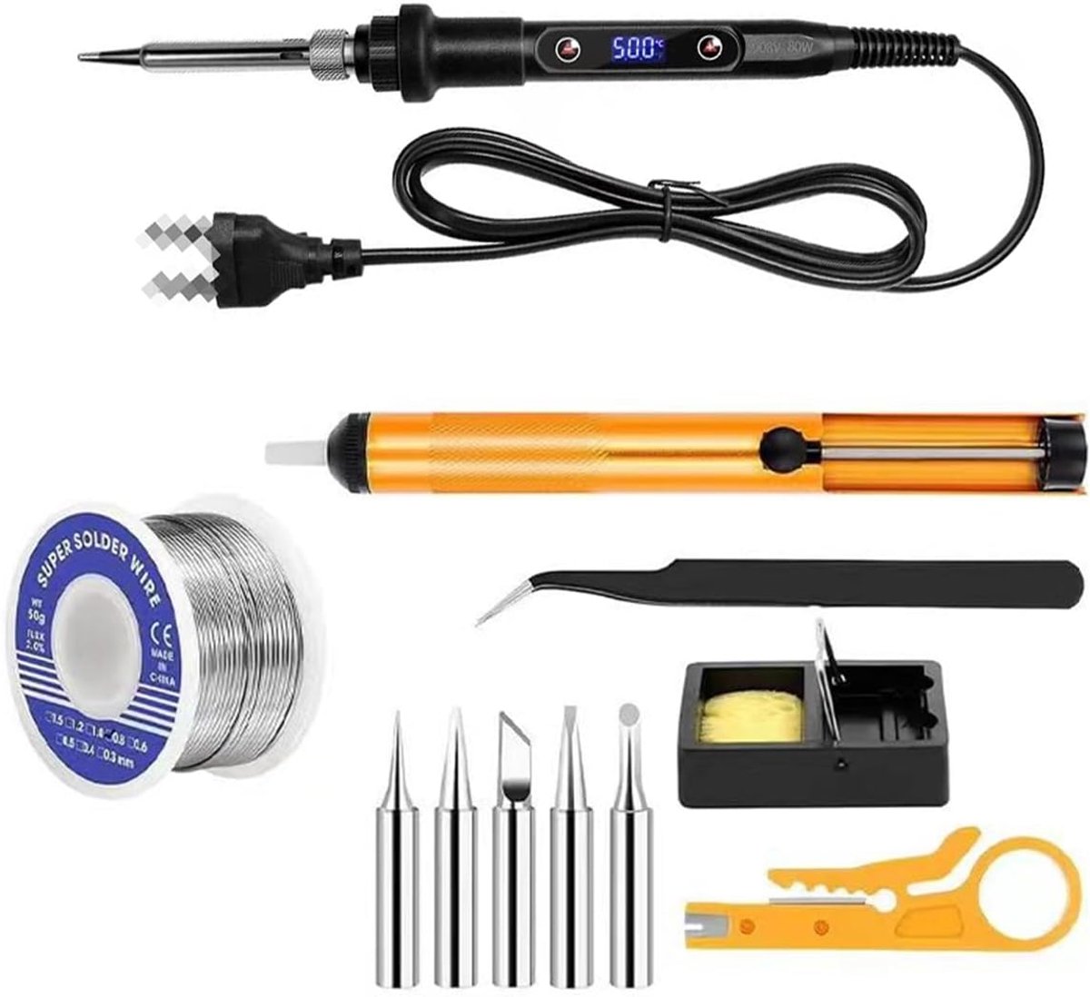 SnelShoppen - Soldeerbout Set 80W LCD, Instelbare Temperatuur 180-560°C, Veilig en Energiebesparend, Voor Elektronisch Lastechniek en Hobbywerkzaamhed