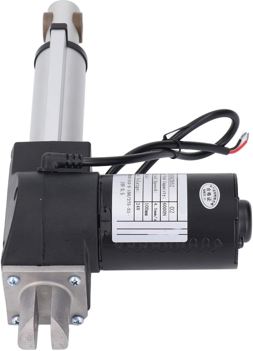 SnelShoppen - Elektrische lineaire aandrijving 6000N, 24V, slag 100 mm, hoge veiligheid, aluminium buis, ABS montageverbinding, IP43, medisch, industr