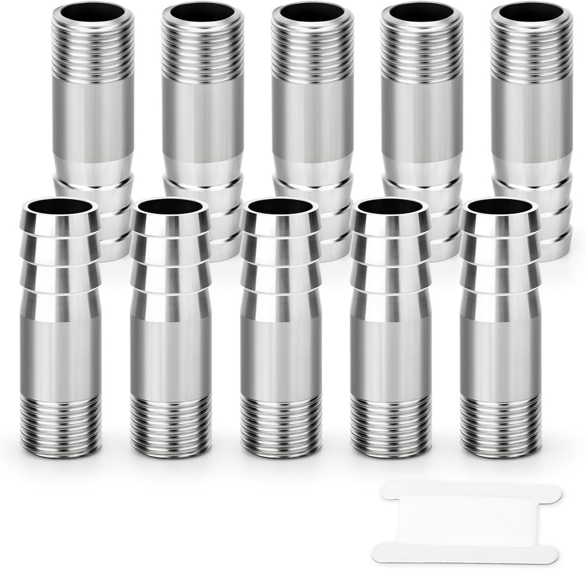 SnelShoppen - 10 stuks 1/2" BSP Mannen Barb Slangverbinder, Ronde Union Coupler Adapter, 304 RVS, Voor Tuin, Keuken, Hobby, Industrie