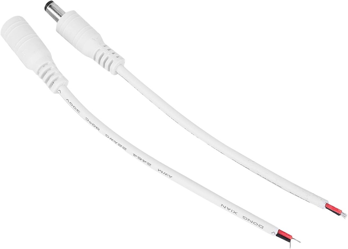SnelShoppen - 5 Paar 5.5mm DC Male en Female Connector met Kabel - Universele Aansluiting voor LED Strip Lights, CCTV Camera's en Digitale Producten -