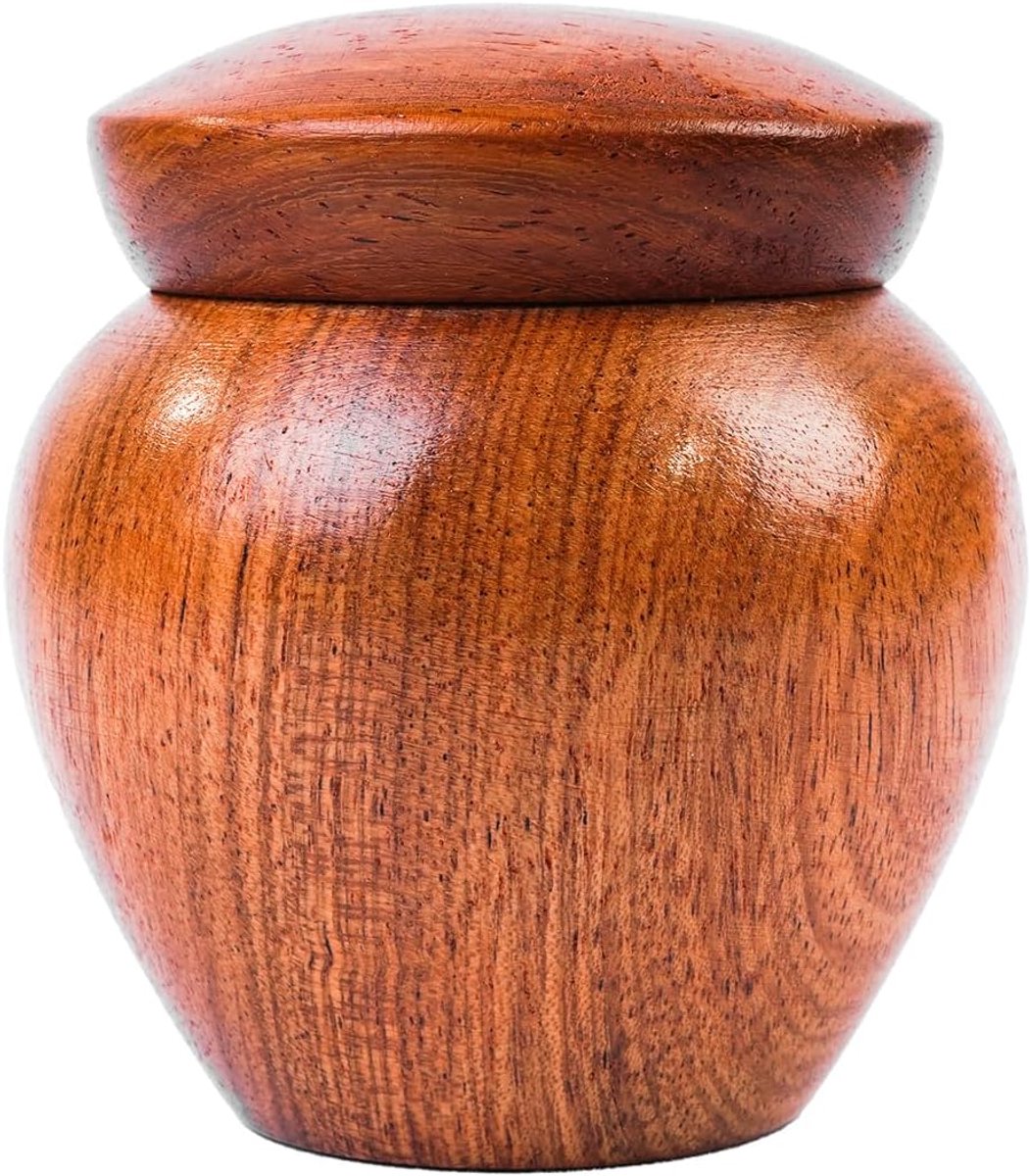 Mini Urn - As Opbergdoos - Herdenking Thuis - Elegant Houtnerf Design - 114 cc - Bruin