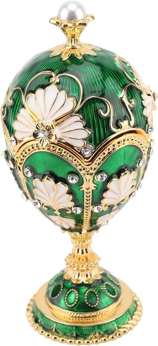 SnelShoppen - Metal Trinket Box - Emaille Vintage Sieraden Doos - Legering Decoratieve Eier Vormige Sieraden Organiser - Kleine Bewaarbox voor Herinne