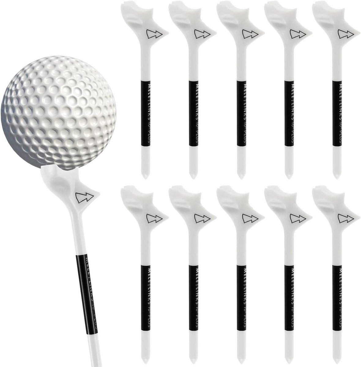 Pack of 10 Reusable Golf Tees, Made of Plastic, Wear-resistant, 10 Degree Golf Ball, Reduce Side Rotation of Friction - ShopVlot