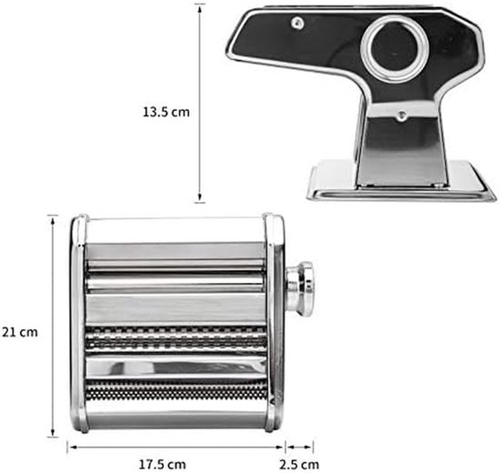 Pastamaker RVS - Pastamachine Keuken - Zelf Verse Pasta - Met Tafelgreep - 15 Cm Roller - Zilverkleurig van Pastamaker — afbeelding 5