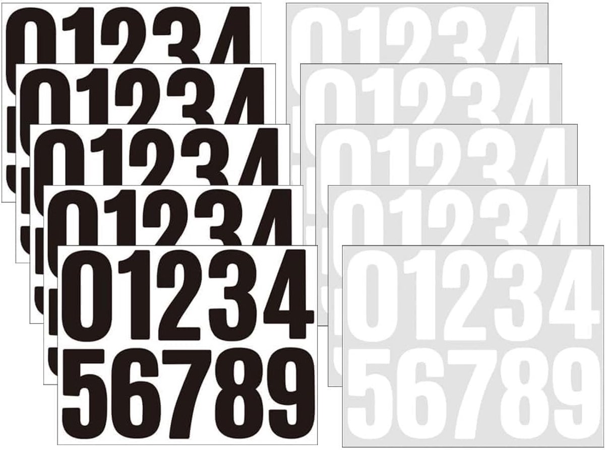 Number stickers, 10 sheets self-adhesive number stickers, large waterproof house number for door number, mailbox, shop - ShopVlot