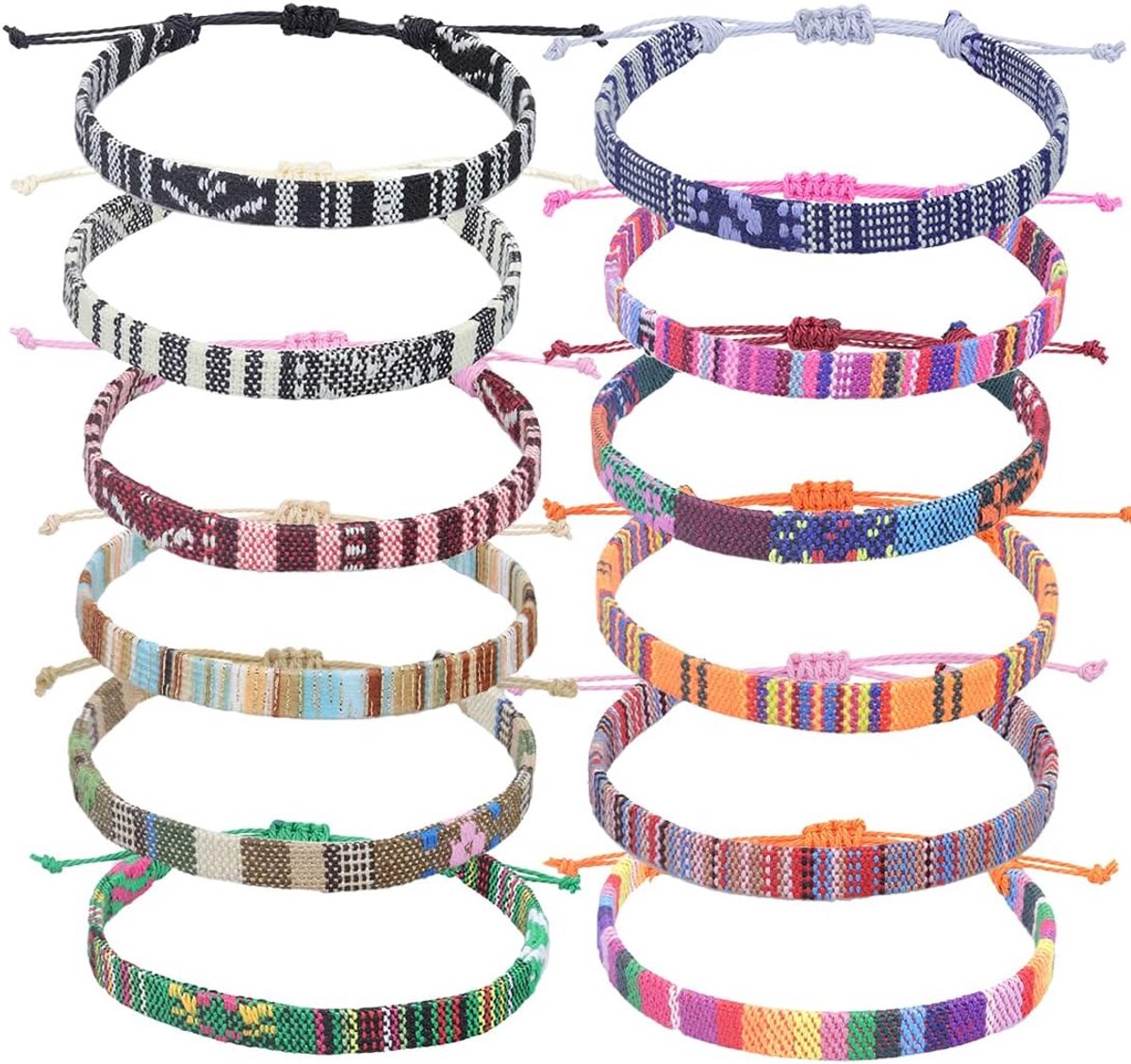SnelShoppen - Vriendschapsarmband Handgemaakt Gevlochten Armband Verstelbaar voor Vrouwen Mannen Polsarmband Enkelbandje, 18-27 cm
