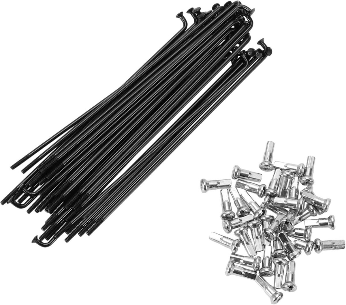 SnelShoppen - Fietspikes 14G 112MM Mountainbike Spaken Staal Zwart 36 Stuks Vervangingsset Voor Fiets