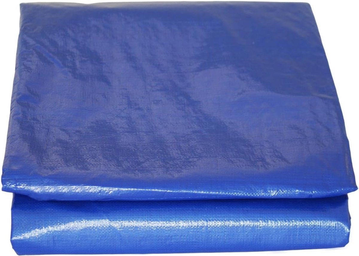 SnelShoppen - Blauw rechthoekig zwembadzeil 6 x 10 m - Winter zwembadcover met afvoernet - Duurzaam en UV-bestendig - Inclusief bevestigingsogen