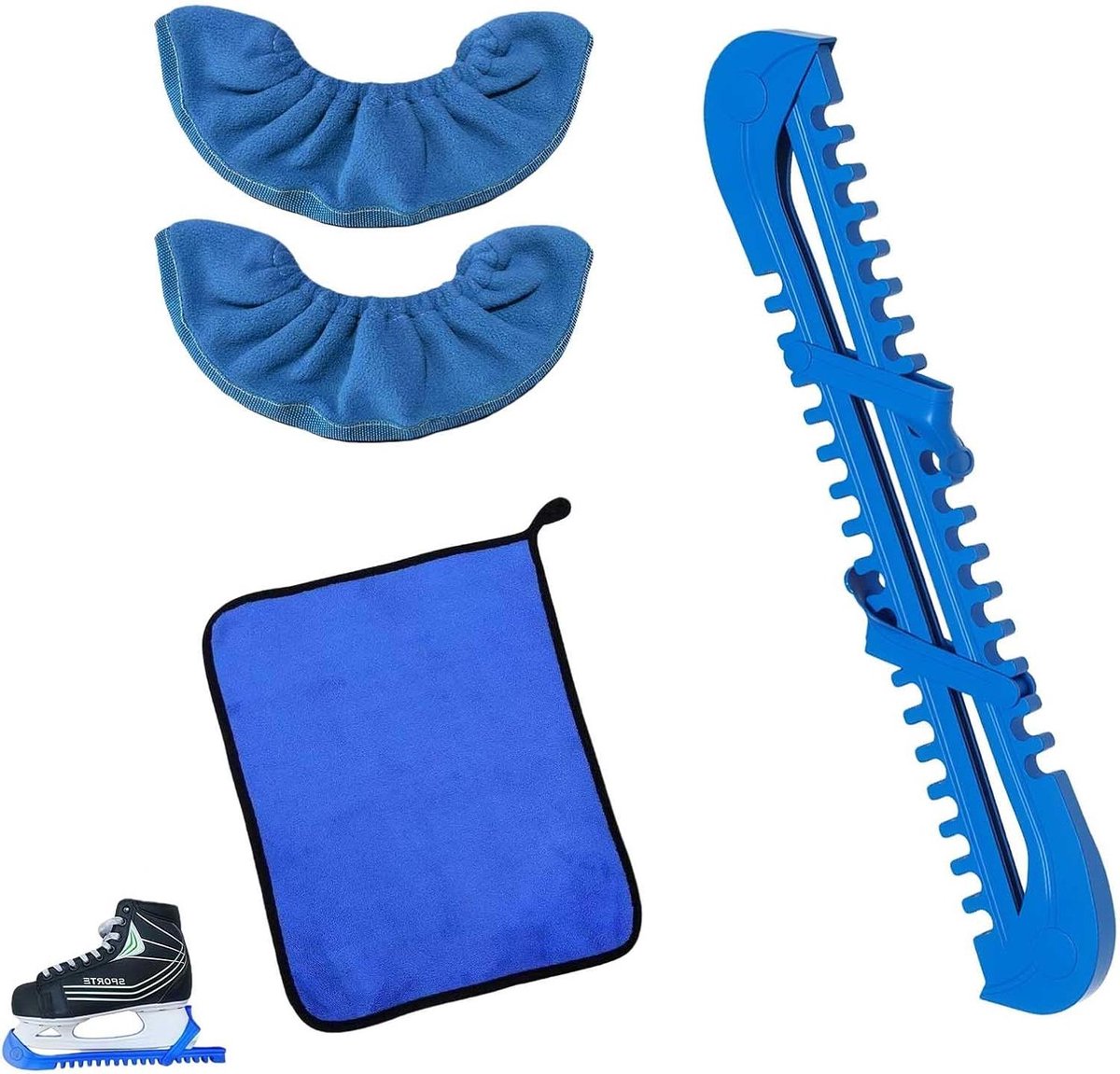 Schaats Beschermers Set - Skate Covers - Schaatsen Beschermen - Verstelbaar Universeel - 5 Stuks - Blauw