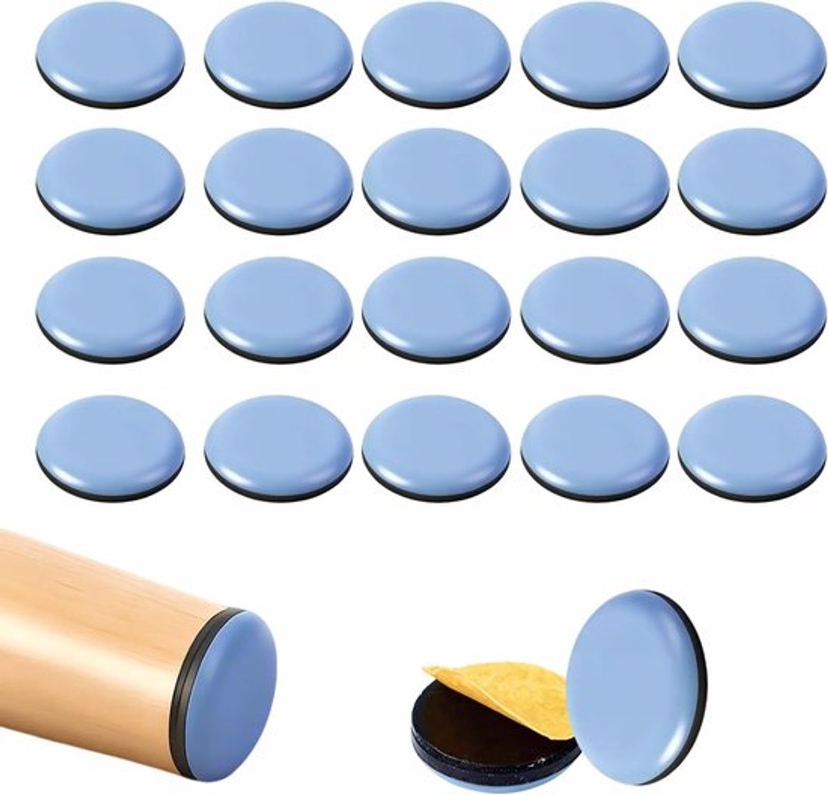 Zelfklevende glijders voor keukenmeubels - 20 mm, perfect voor zware apparaten zoals friteuses en broodmachines, duurzame Teflon meubelbescherming