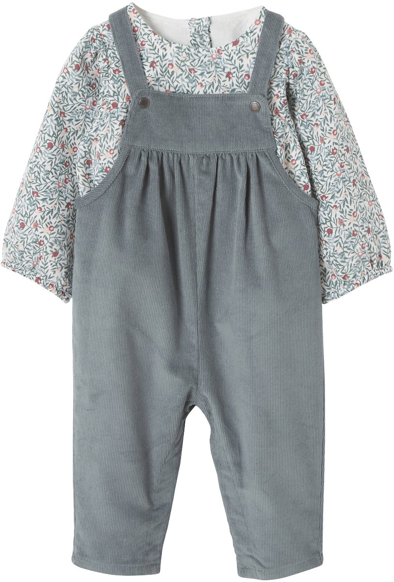 Vertbaudet Set - 2-delig - blouse - tuinbroek - baby - fluwelen