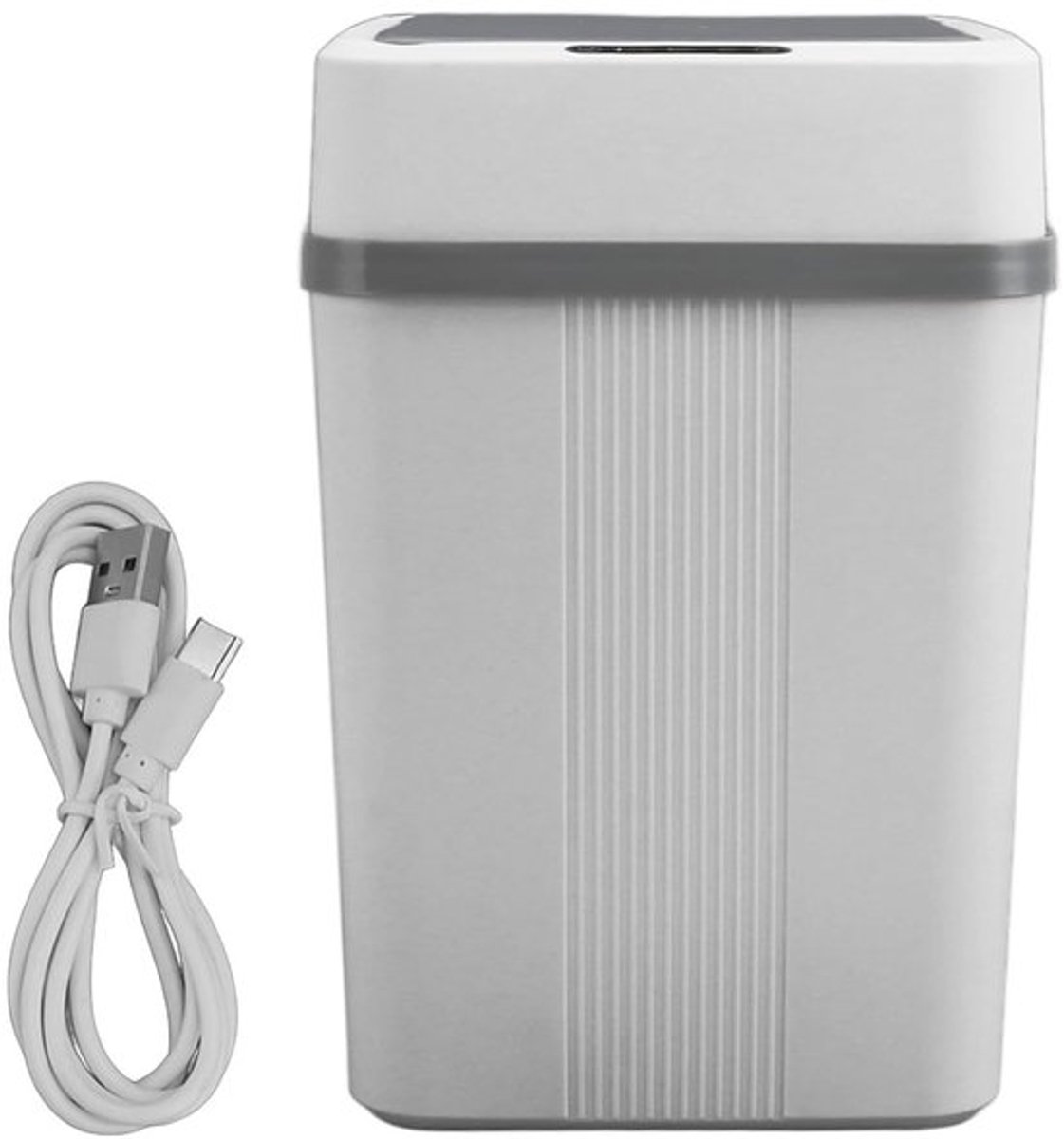 Slimme Sensorafvalbak met USB-oplaadfunctie, Automatische Deksel, Waterdicht en Ruimtebesparend voor Slaapkamer, Badkamer, Keuken en Kantoor