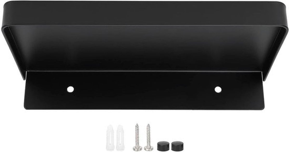 Wandplanken voor badkamer en toilet, roestvrij stalen lade, muurbevestiging 185 x 90mm, zwart - handig voor mobiele telefoon.