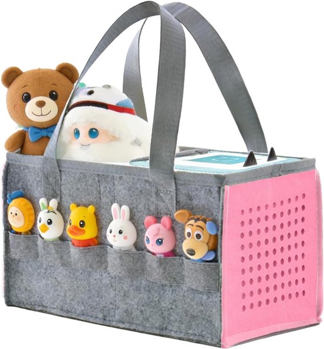 Draagtas voor Audio Speler, Opbergoplossing voor Figuren en Accessoires, Vouwbare Handtas voor Kinderen (Roze)