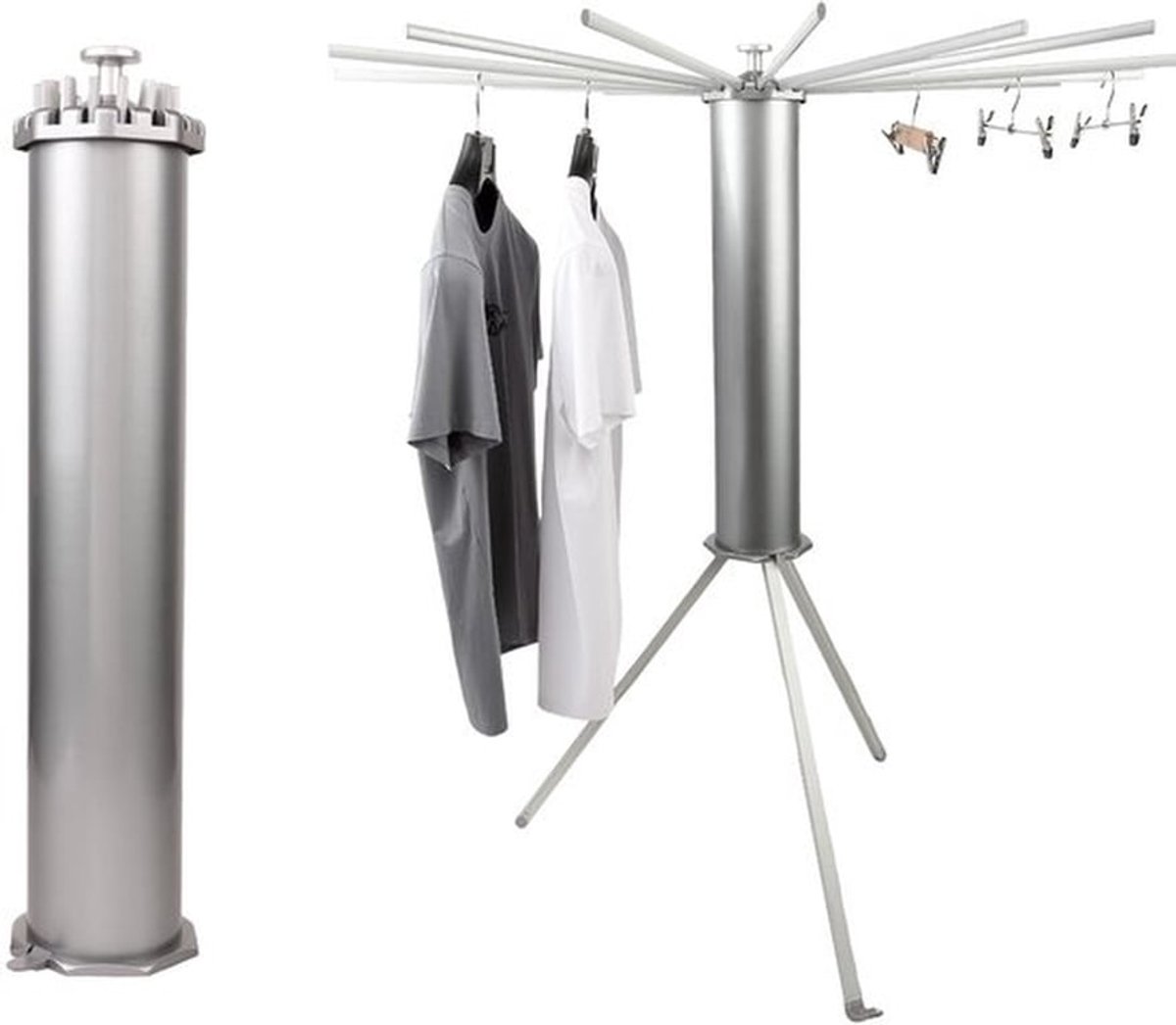 Droogrek Inklapbaar - Ruimtebesparend - Aluminium - Robuust - Uittrekbare Stangen - Geschikt voor Binnen/Buiten - Wasrek