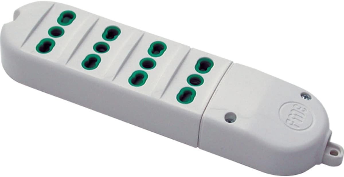 Stekkerdoos zonder kabel - Wit - 4 Stopcontacten - Italiaanse Bypass 2P + T 16 A - Voor Thuis en Kantoor