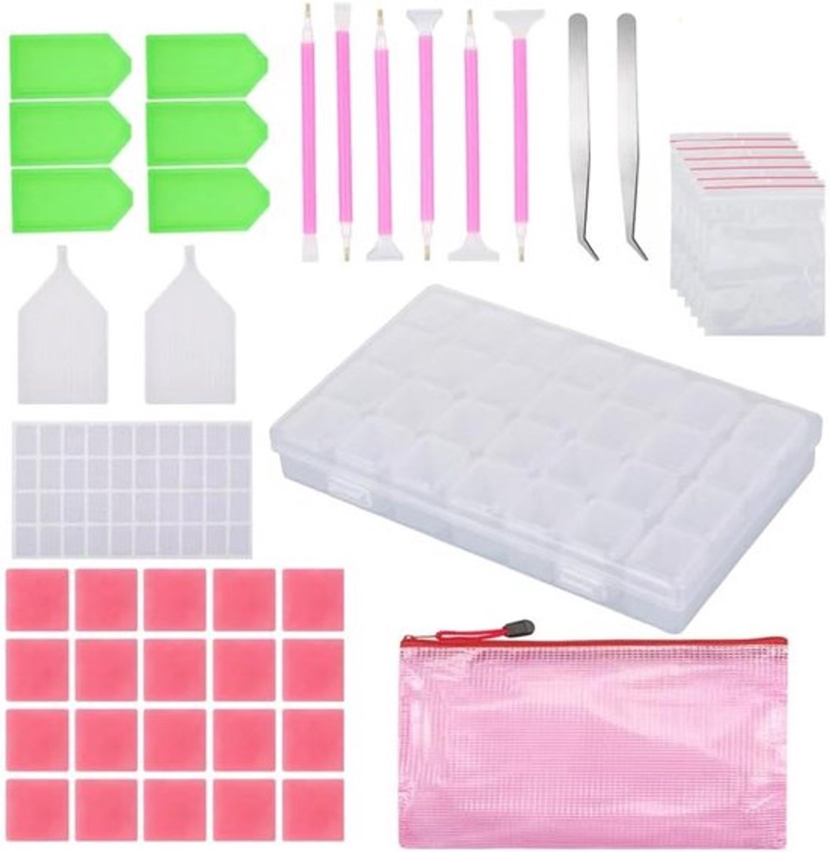 5D Diamant Schilderen Accessoire Set met 69 Stukken, Inclusief Opslagdoos, Pen, Pincet en Tray voor Creatieve Hobby's