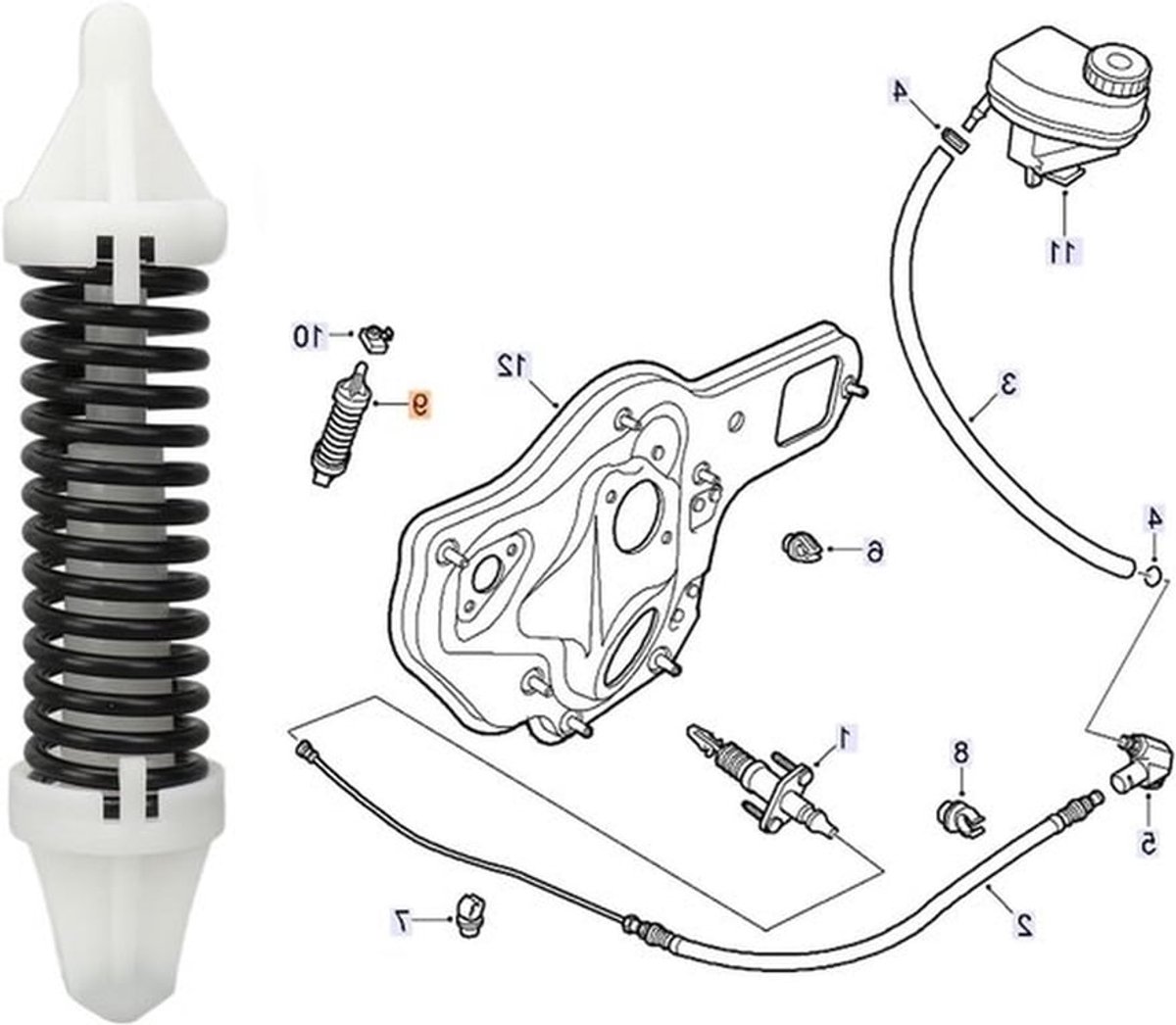 Verbeterde Koppeling Veer voor Clutch Pedal - Geschikt voor Signum, 9-3 en Vectra C - 2 Stuks met Verbeterde Functionaliteit en Duurzaamheid