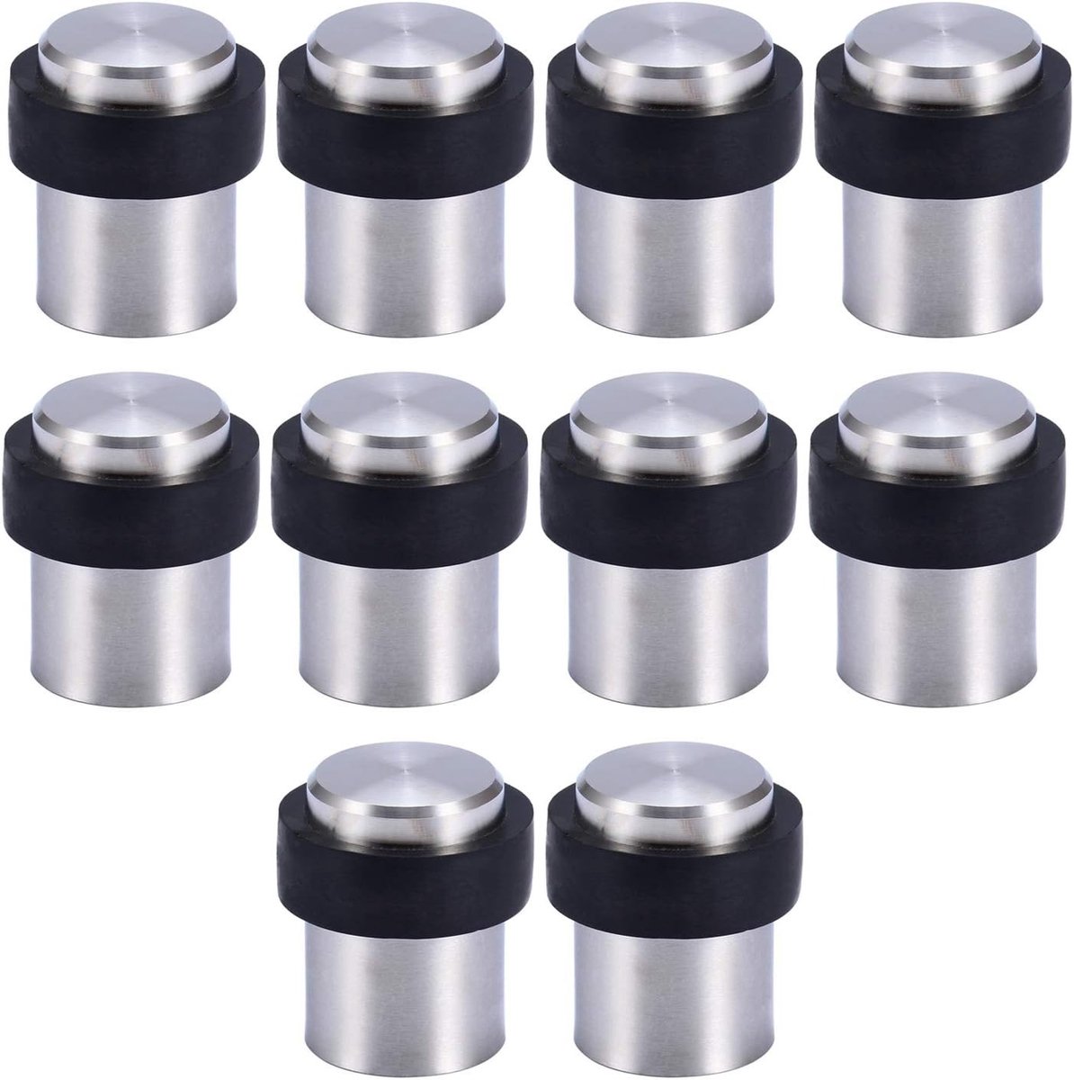 Deurstopper - Roestvrij Staal - 4.5 cm - Vloermontage met Rubber Buffer - Voor Thuisgebruik