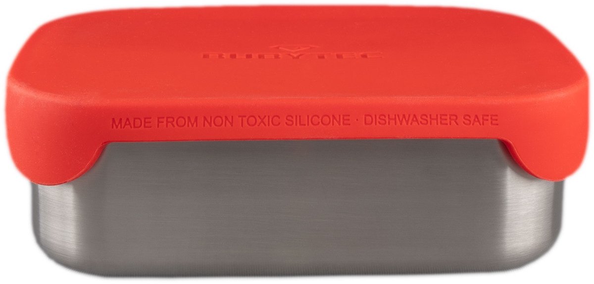 Rubytec Superhero Lunchbox - 0,8 L - RVS Broodtrommel - Vaatwasserbestendig - Inclusief verdeler - Hermetische sluiting - 17.3 x 13.3 x 6.2 cm - Rood