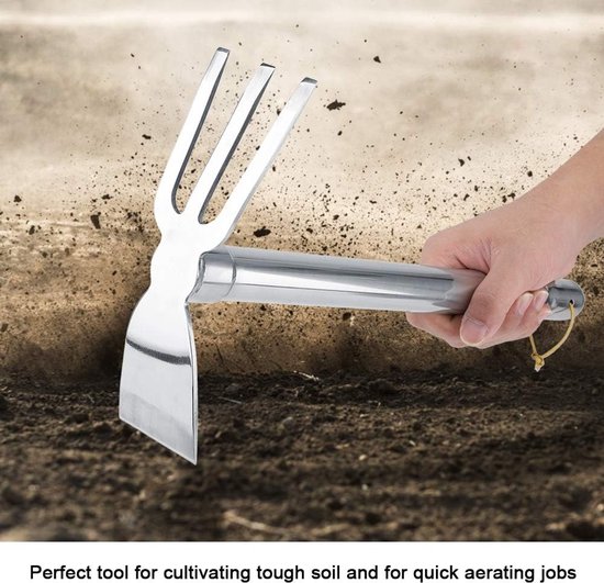 Dailygoods- Tuingereedschap met comfortabel handvat - Klauwhark - Lichtgewicht - Duurzaam - Cultivatiegereedschap - Afmeting 39 cm x 22 cm - Tuingereedschapset van Dailygoods — afbeelding 3