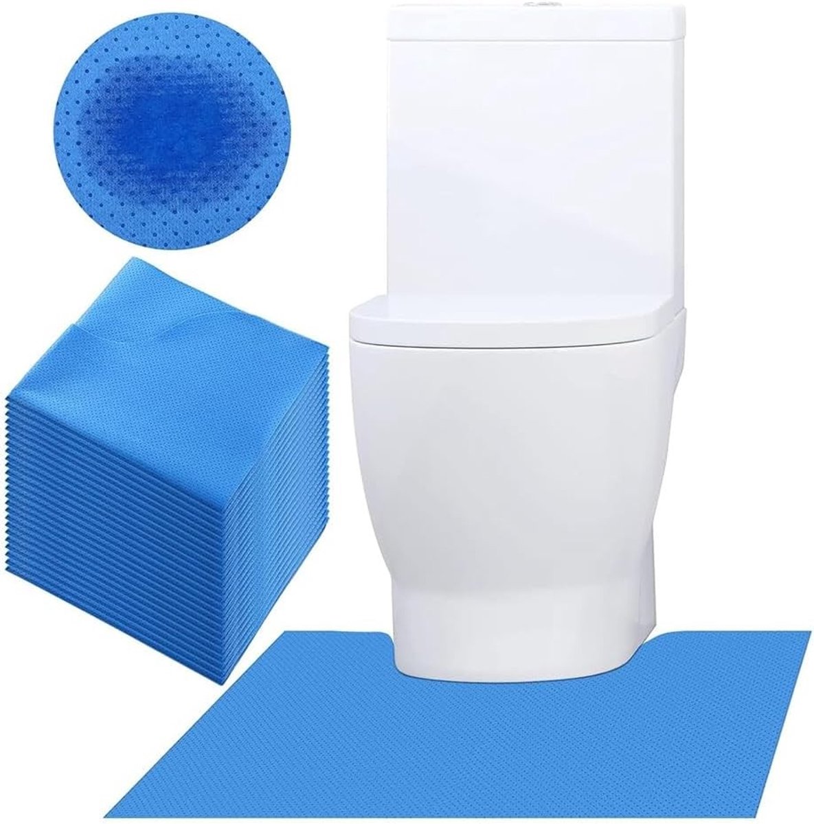 Wegwerp Toiletmatten - Vloermat Potty Training - Hygiënisch Werken - U-vormig Contour - 25 Stuks - Blauw