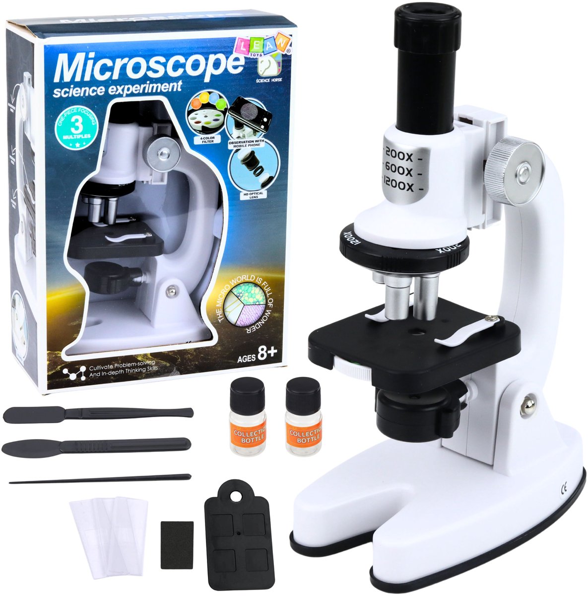 Educatieve microscoopset voor kinderen Zoom 1200x Accessoires Wit