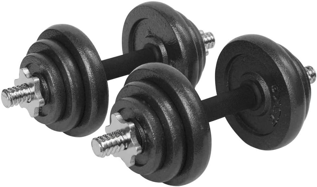 SnelShoppen - Dumbbell Set 20 kg - Verstelbare Dumbbells 2 x 10 kg met Opbergdoos voor Thuis Workout - Fitness Gewichten voor Krachttraining en Spiero
