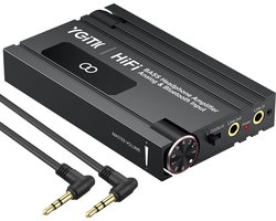 SnelShoppen - Draagbare HiFi Hoofdtelefoonversterker Bluetooth 5.1 met Verstelbare Bas, 16-600Ω, 3,5 mm Ingang/Uitgang, Versterking op Twee Niveaus, 2