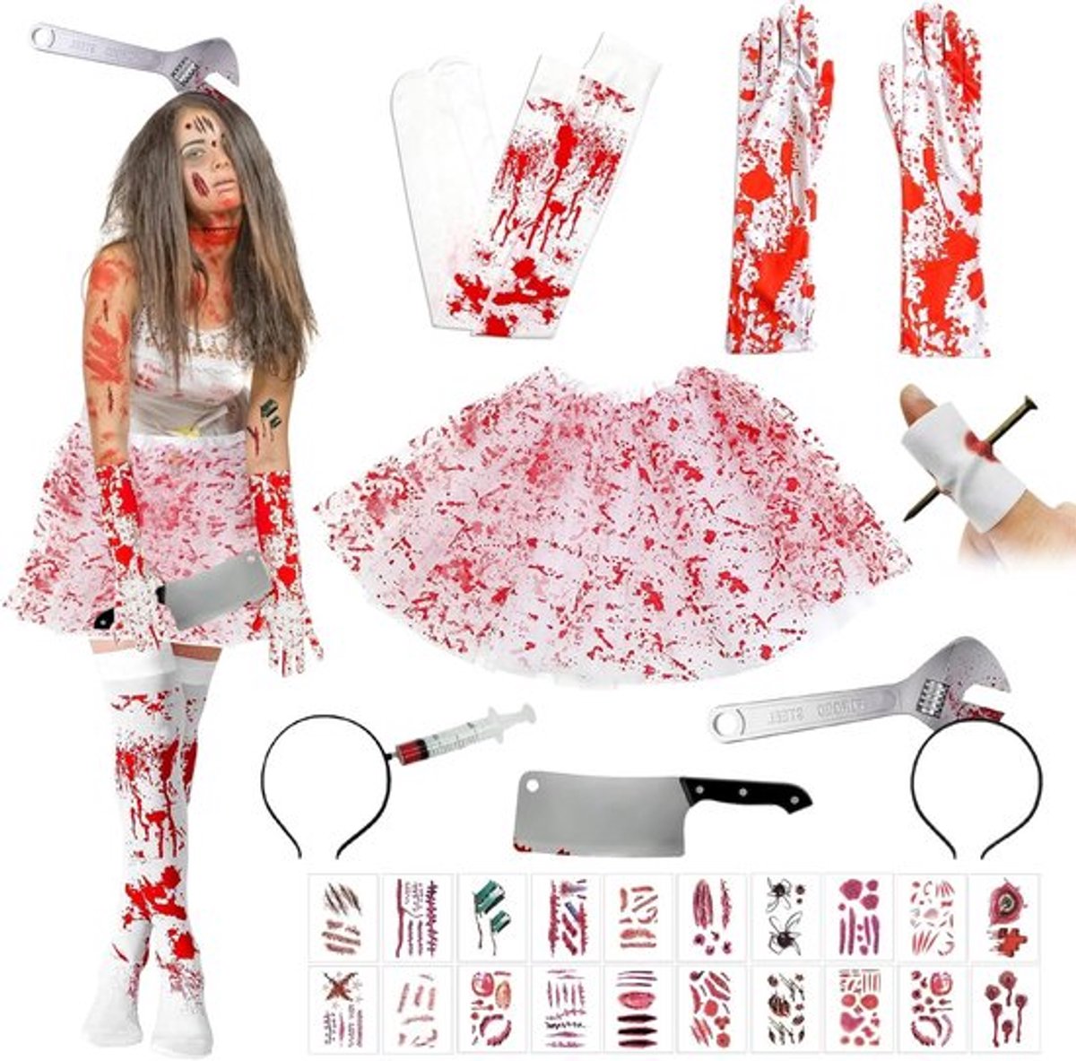 Zombie Verpleegster Kostuum voor Halloween - Horror Outfit voor Vrouwen, Cosplay en Feestjes