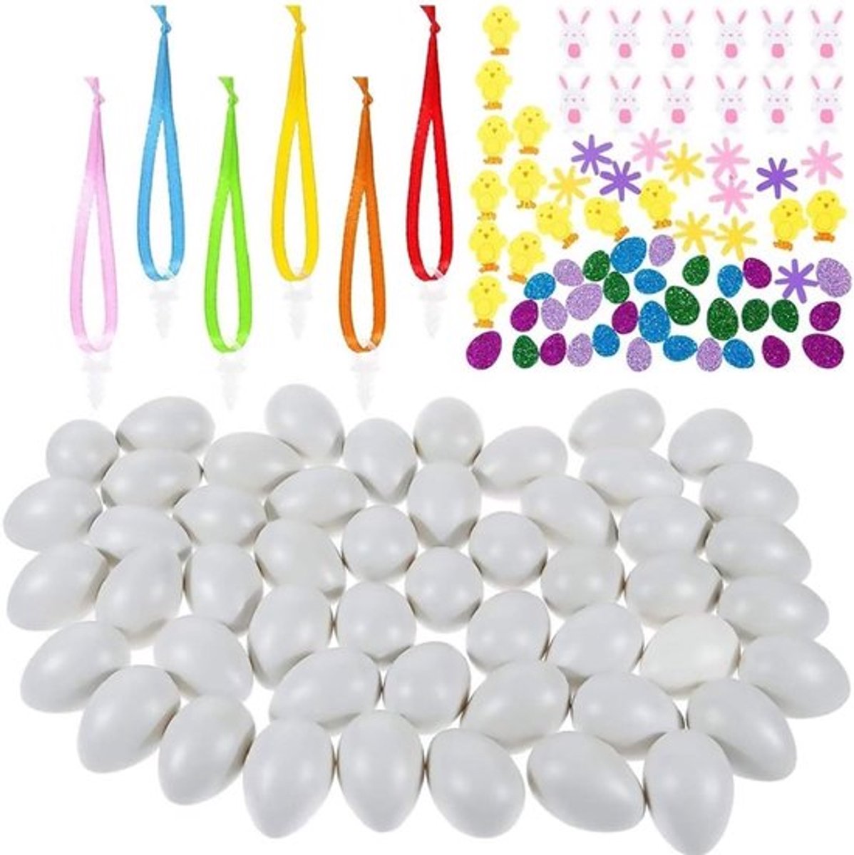 Kleurige Paaseieren voor Decoratie, 50 Stuks, Perfect voor Knutselen, Schilderen en Feestdagen