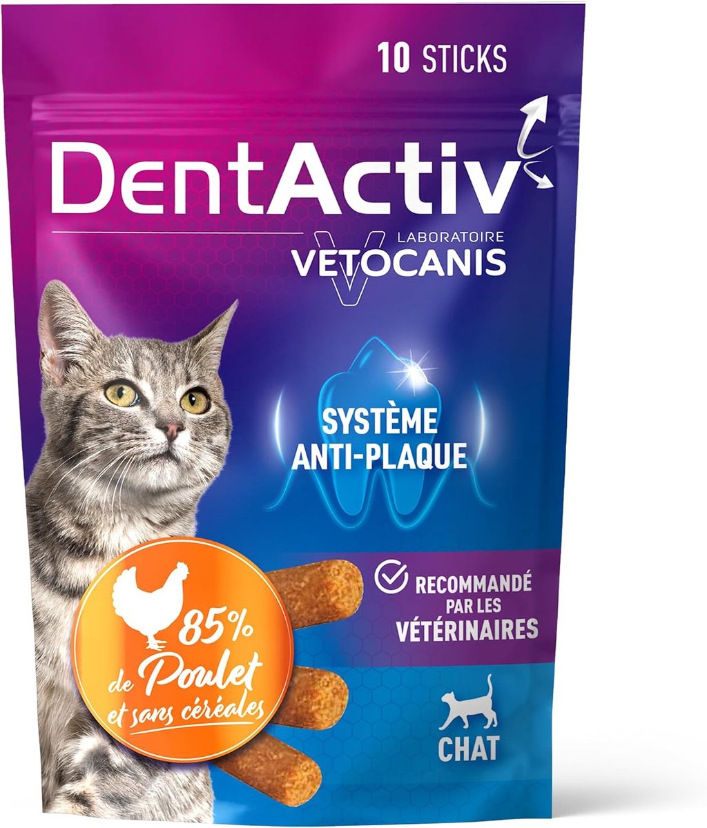 Kattensnoepjes voor tandverzorging - 85% kip - Anti-plaque systeem - Aanbevolen door dierenartsen - ShopVlot