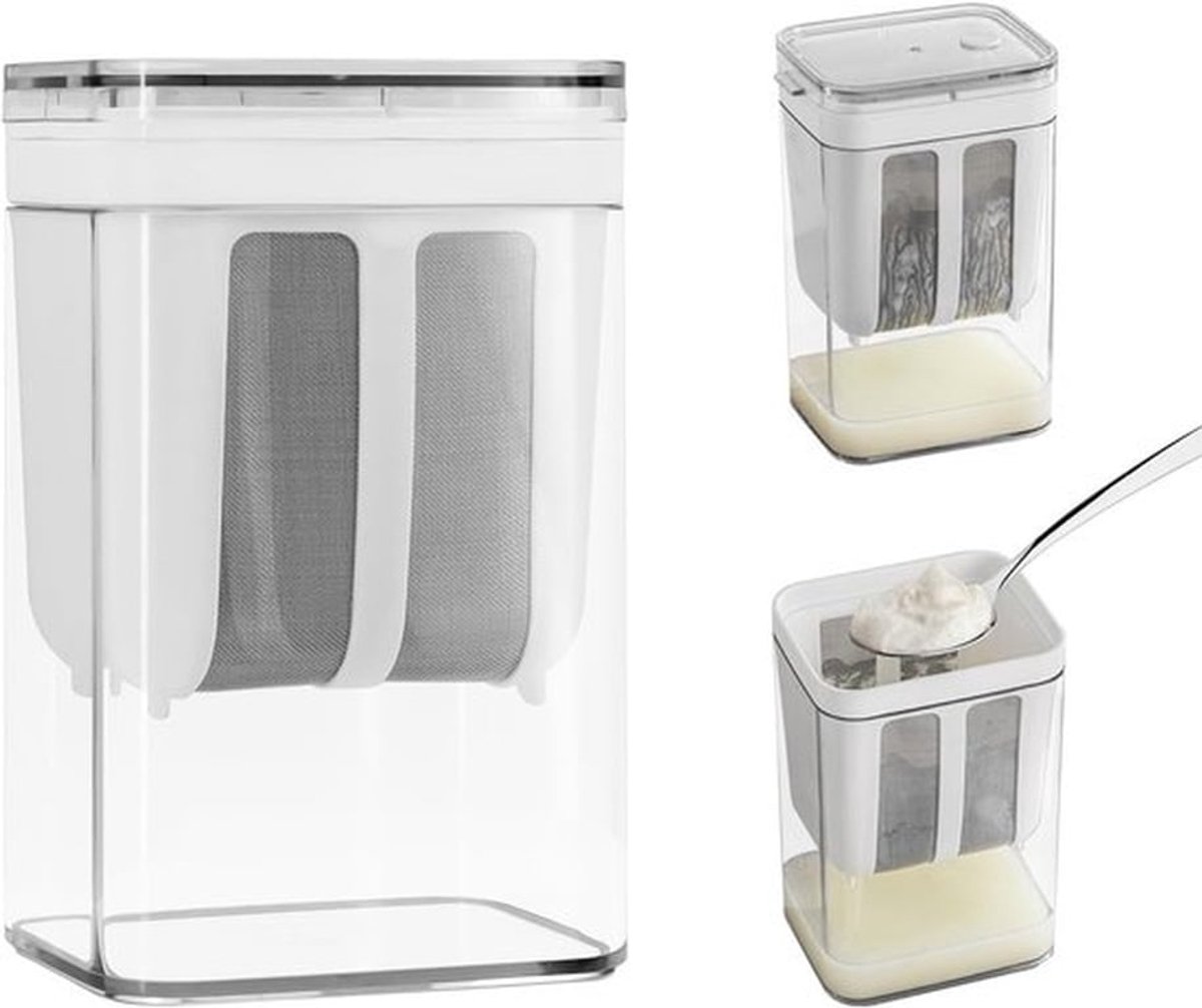 Multifunctionele Yoghurtemaker met Fijnmazige Zeef en Deksel voor Griekse Yoghurt, Sojamelk, Sap en Thee - Ideaal voor Gezonde Snacks en Dranken