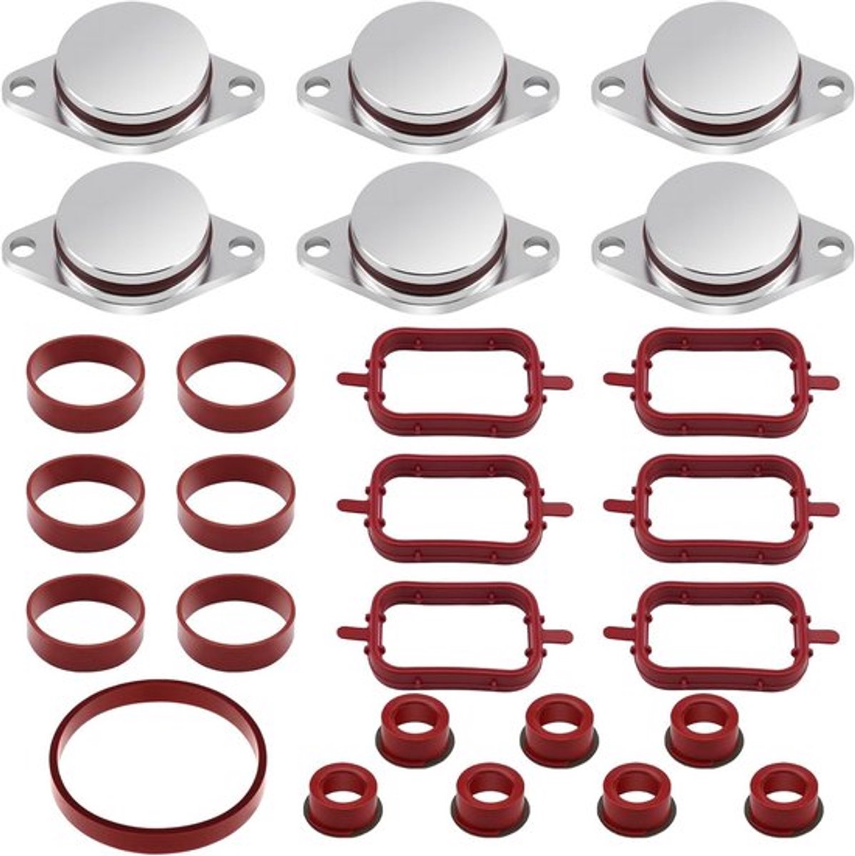 6 x 33mm Inlaatkleppen Verwijder Kit met 26 Onderdelen, Geschikt voor E87 E46 E90 E91 E92 E93 E39 E60 E83 E53, Inclusief Pakking en Manifold Accessoires