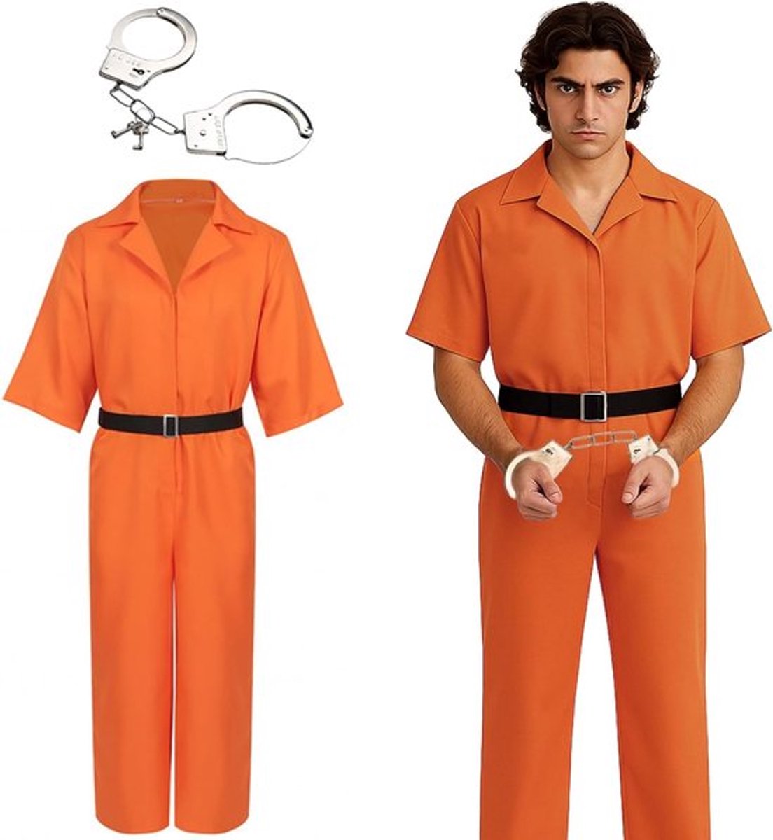 Oranje gevangenis kostuum voor mannen en vrouwen - Unisex overalls voor themafeesten en Halloween