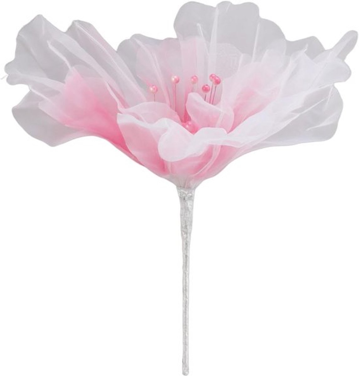Grote 50cm Kunststof Zijde Organza Bloem met Parel Applicaties voor DIY Versieringen, Bruiloft en Verjaardagsfeest Decoratie (Rood)