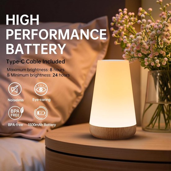 Nachtlampje met Afstandsbediening, Touch Dimbare Night Light met 13 kleuren en 3 modi& Timer, USB Oplaadbare Lamp voor Slaapkamer Kinderkamer, Timerfunctie, Draadloos van TEAMPD — afbeelding 4