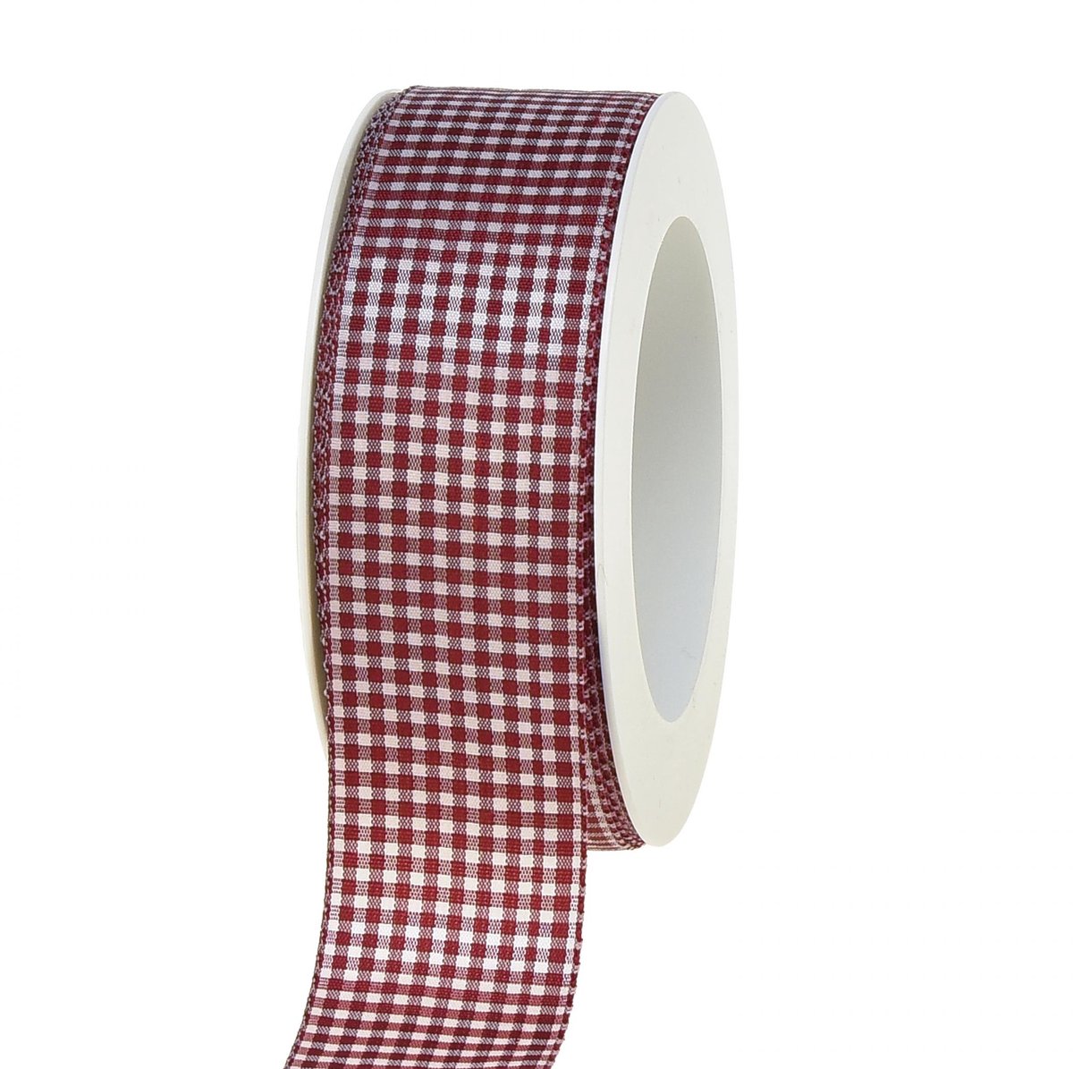 Cadeaulint, decoratief lint, geblokt rood en wit, 40 mm breed, 20 m la